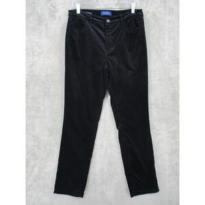 Talbots Pants 8 Velvet High Rise Straight Leg Pockets Stretch Casual Black Zip